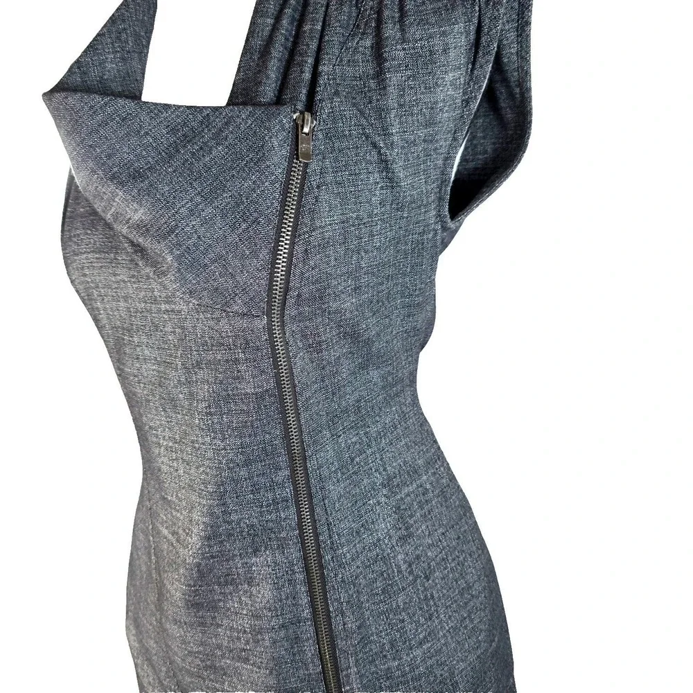 Calvin Klein Gray Cowl Neck Asymmetrical‎ Zip Sheath Dress Career XS
